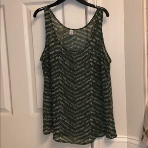 Olive green sheer tank top